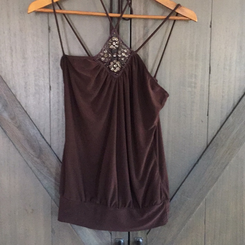 3/$15 Sequined Halter Top Brown Sz. S